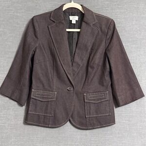 Vintage Loft Blazer 8 Petite Brown Herringbone Career Office‎ Work Retro 70s 90s